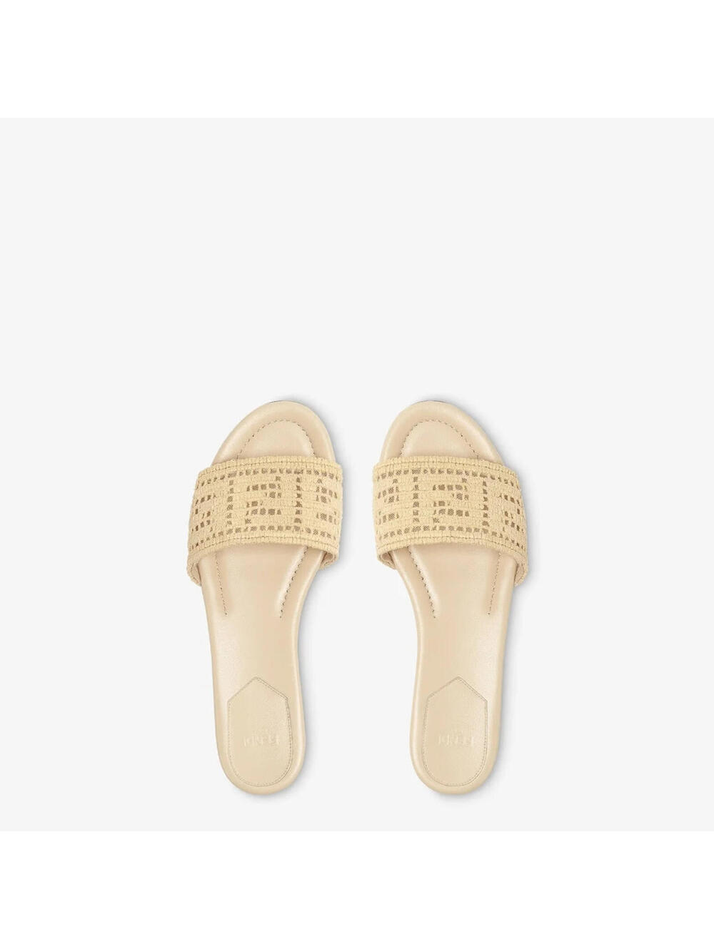 Fendi Beige Woven Slide Sandals - Picture 3 of 4